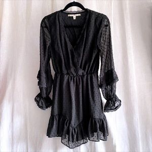 Chelsea and Violet Ruffle Black Sheer Dress